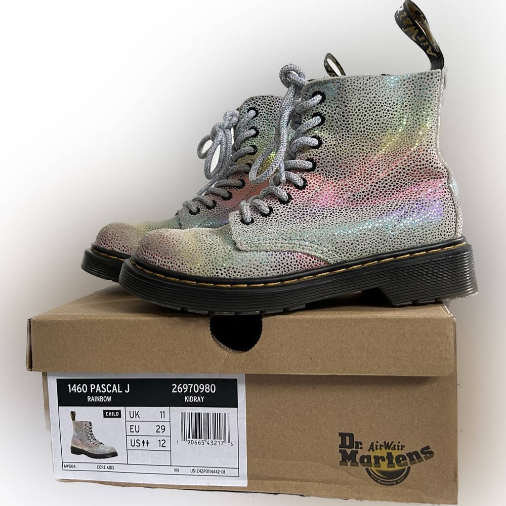 Little kids 12 Dr Martins 1460 Pascal rainbow metallic